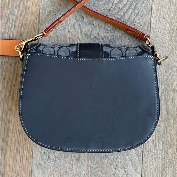 Coach Georgia Saddle Bag in Signature Chambray Blue Tan Crossbody Shoulder Bag - Picture 11 of 15